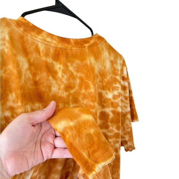 Lululemon All Yours Cotton T-Shirt Tie Dye Marmoleado Lemon Chiffon Brown Sugar - Picture 5 of 5